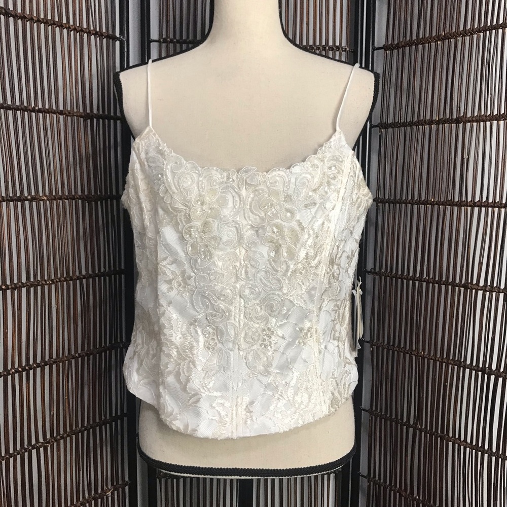 Vintage Jessica McClintock Gunne Sax Beaded Ivory  Top 13